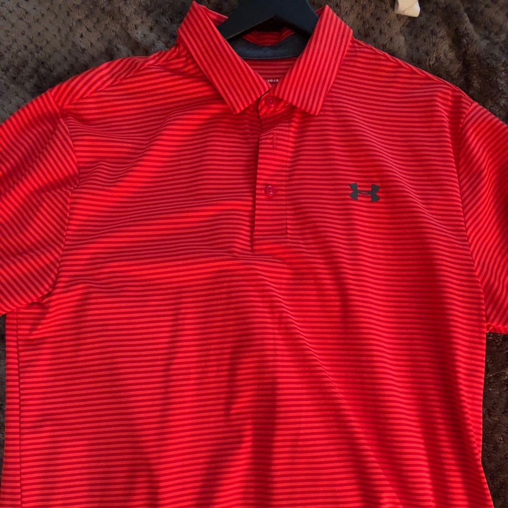 Under Armour Golf Polo- Orange/Grey, size Largr
